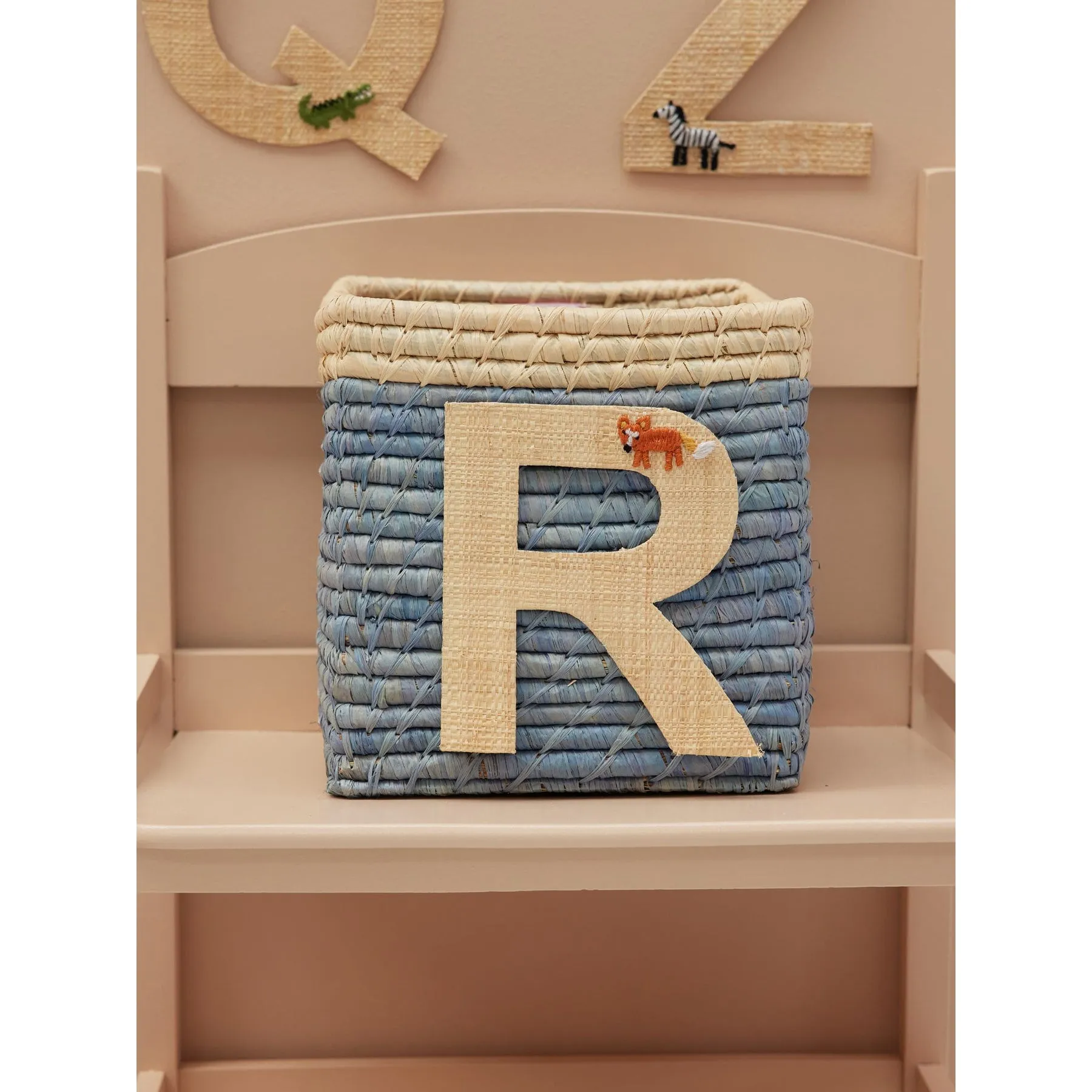 Rice DK Raffia Sticker Letter in Nature with Fox Embroidery - R