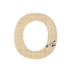 Rice DK Raffia Sticker Letter in Nature with Seal Embroidery - O