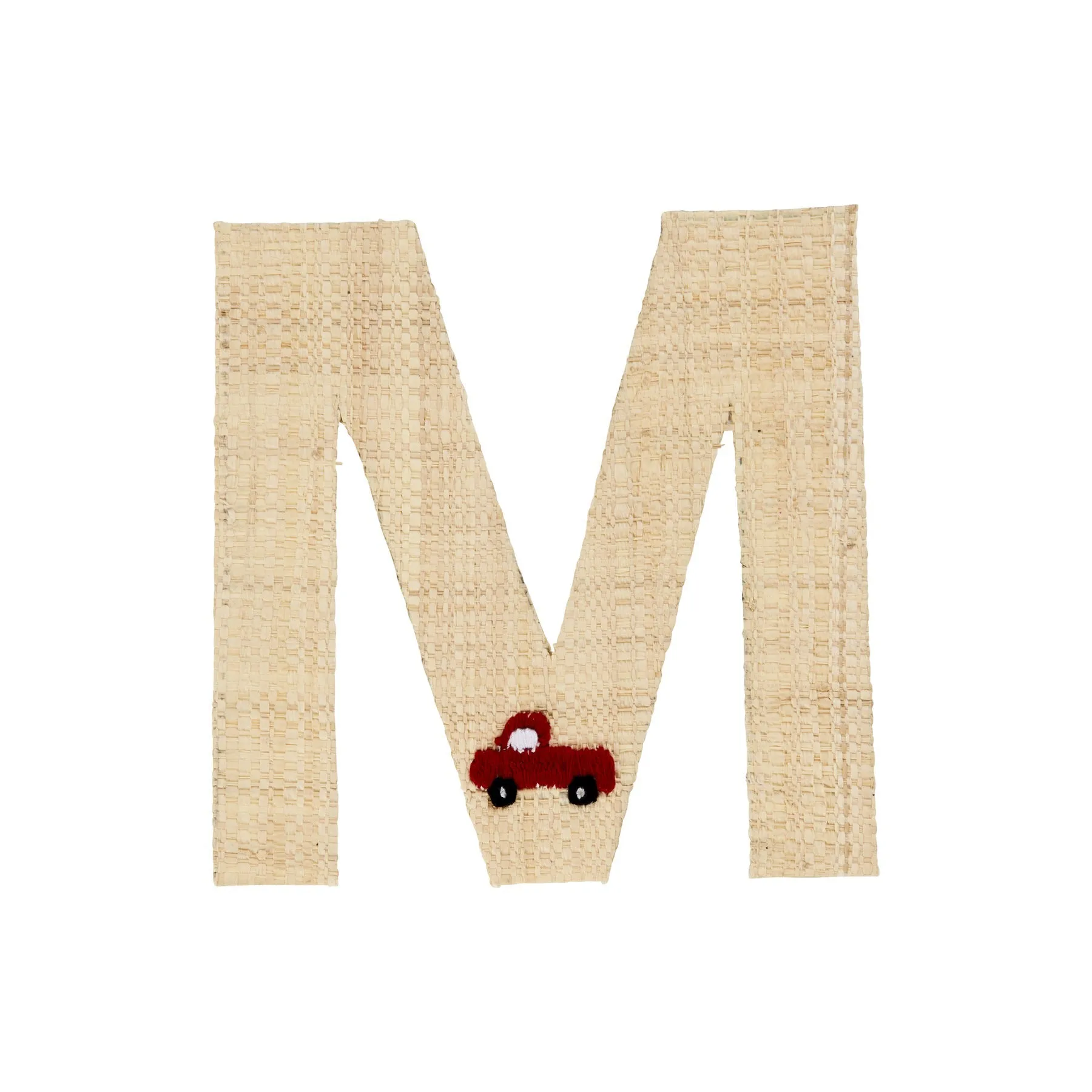 Rice DK Raffia Sticker Letter in Nature with Van Embroidery - M