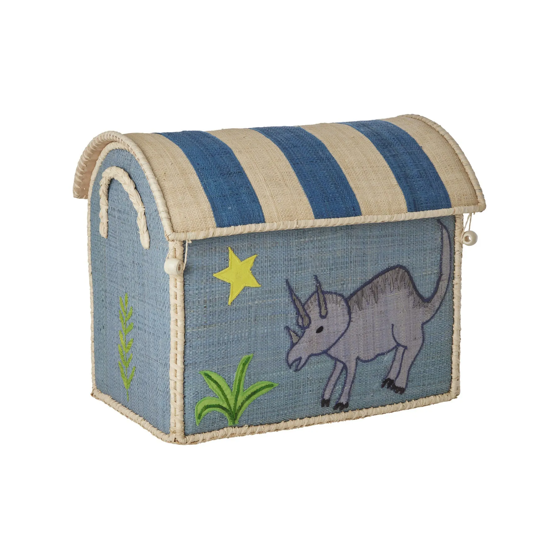 Rice DK Raffia Toy Baskets with Dinosaur Theme Small