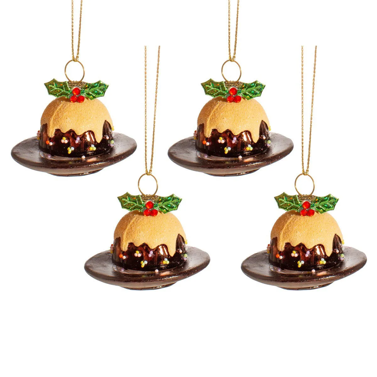 RJB Stone Christmas Pudding Shaped Bauble Set of 4