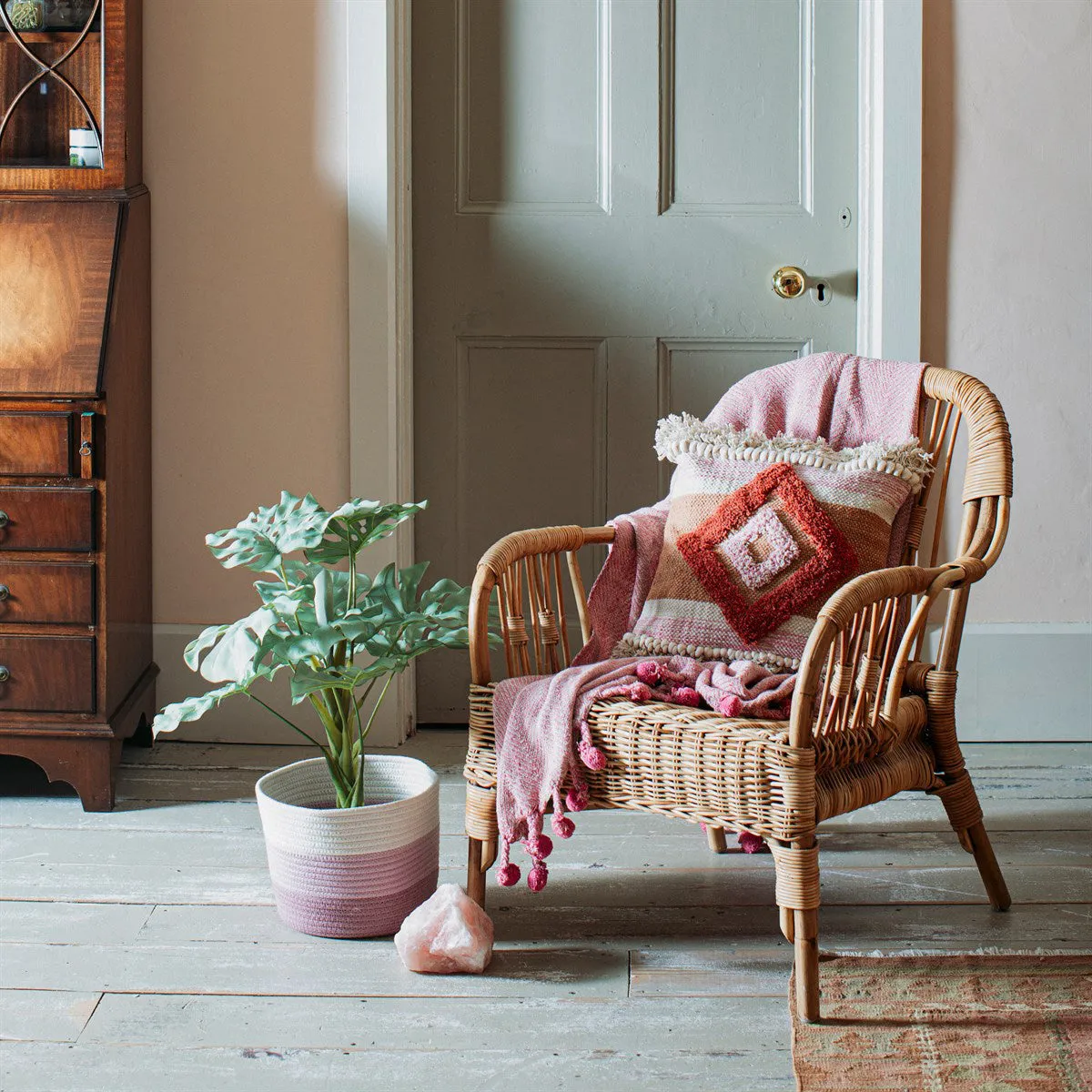 RJB Stone Nevada Pink Herringbone Blanket Throw