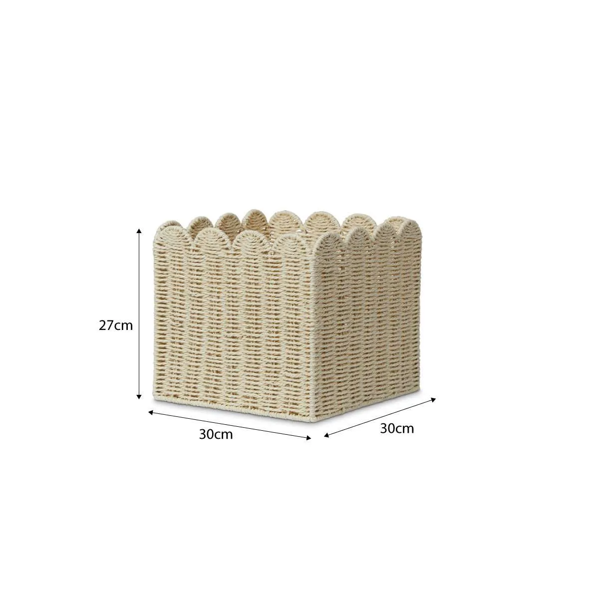 Scalloped Cube Basket Mocka