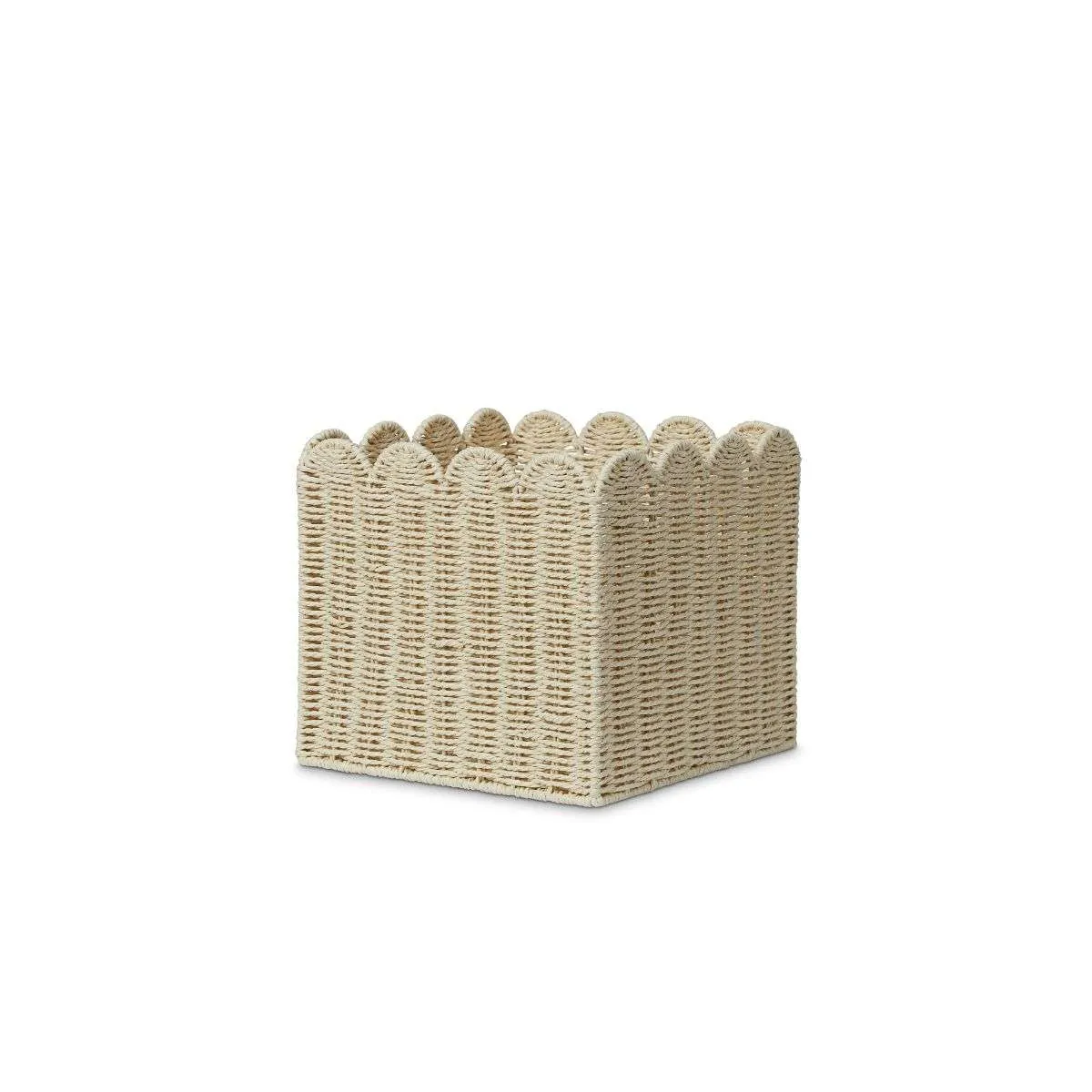 Scalloped Cube Basket Mocka