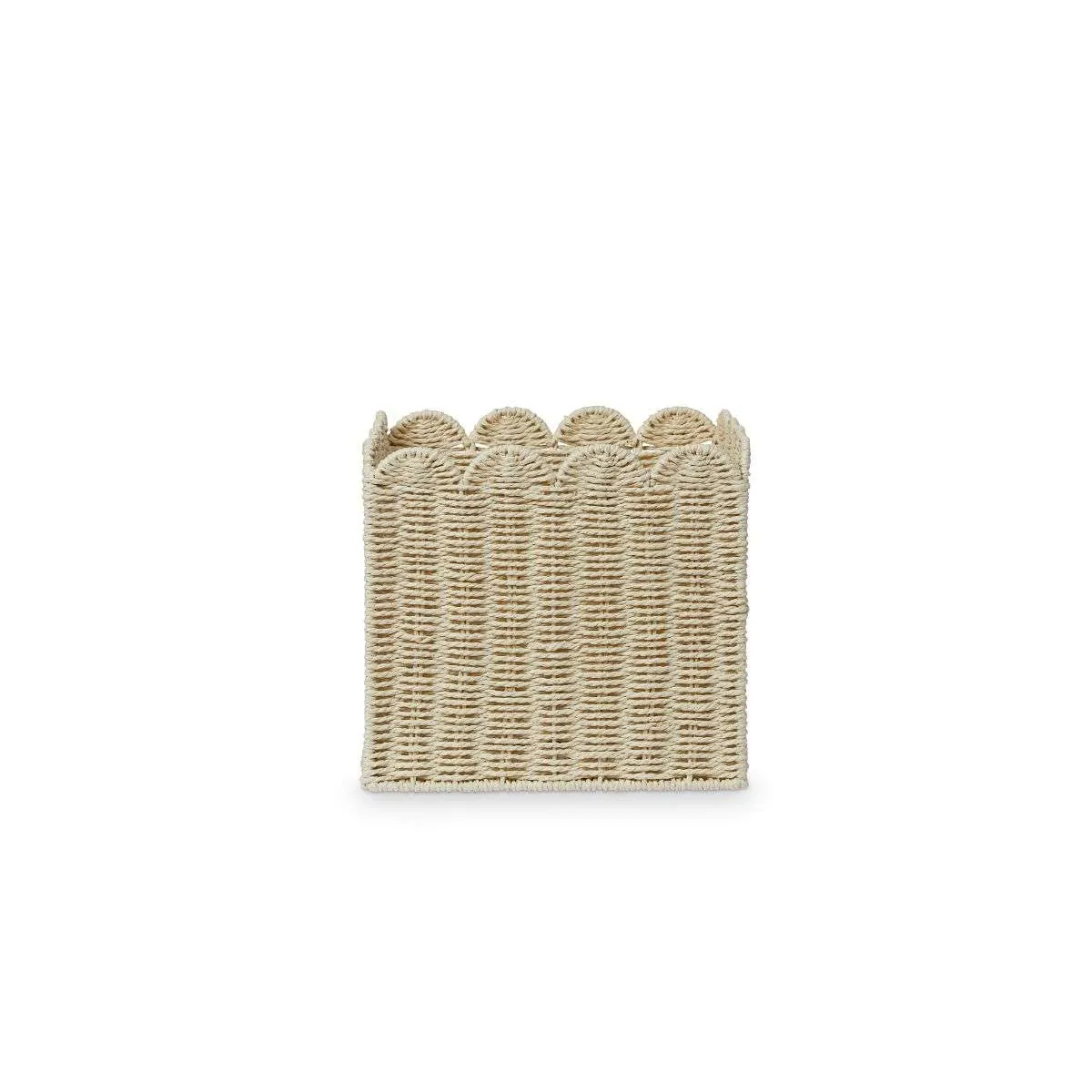 Scalloped Cube Basket Mocka
