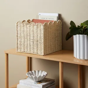 Scalloped Cube Basket Mocka