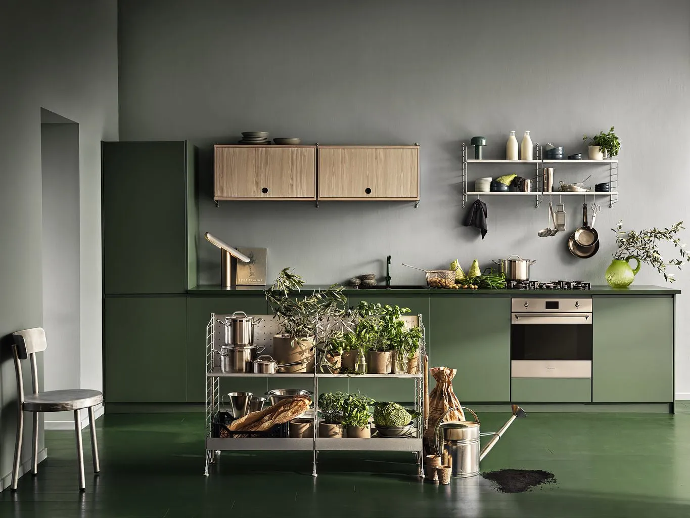 String Furniture String System Cabinet Element With Hinged Door, Oak