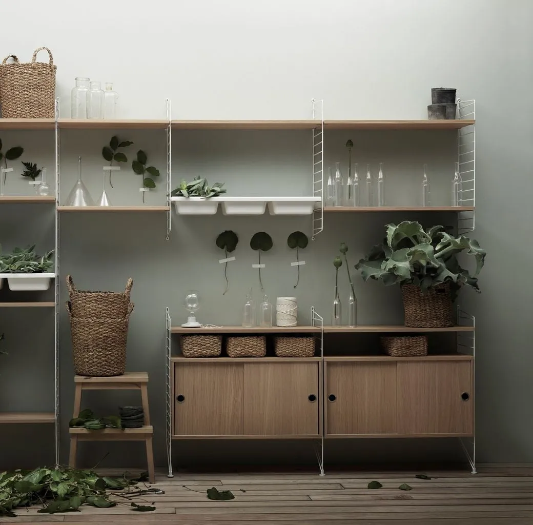 String Furniture String System Cabinet Element With Sliding Doors Oak, 30x78x42 Cm
