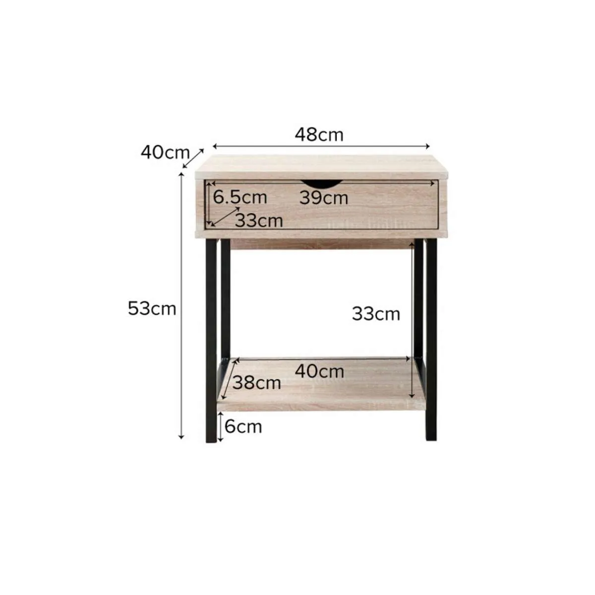 Vigo Bedside Table - Black Mocka