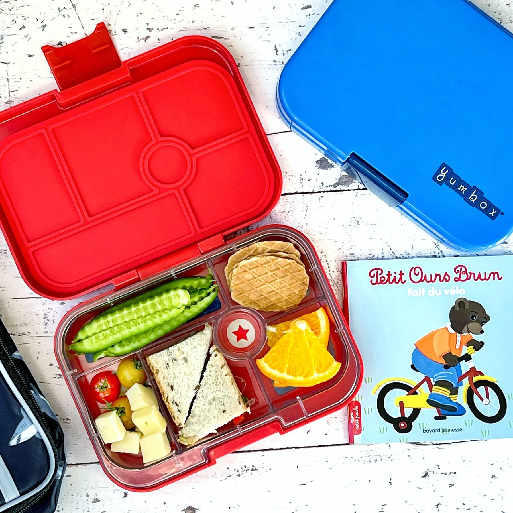 Yumbox Original - 6 Compartment Lunch Box - Roar Red Race Cars
