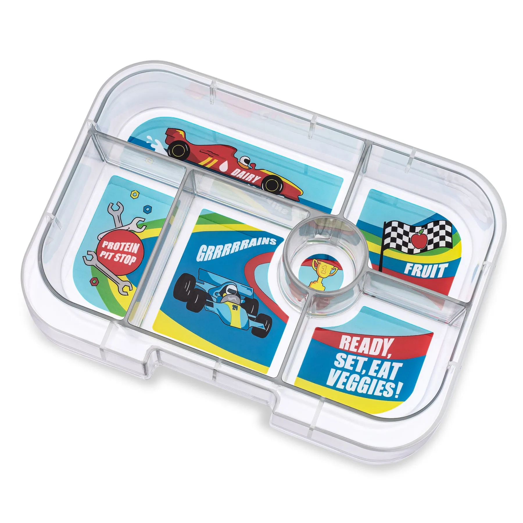 Yumbox Original - 6 Compartment Lunch Box - Roar Red Race Cars