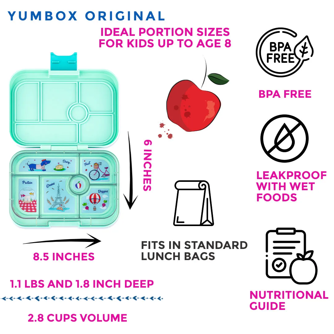 Yumbox Original - 6 Compartment Lunch Box - Serene Aqua Paris