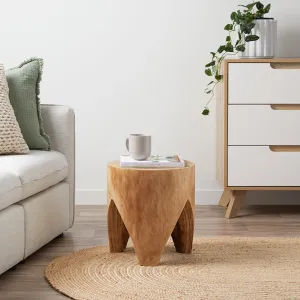 Zeus Wooden Side Table - Natural Mocka